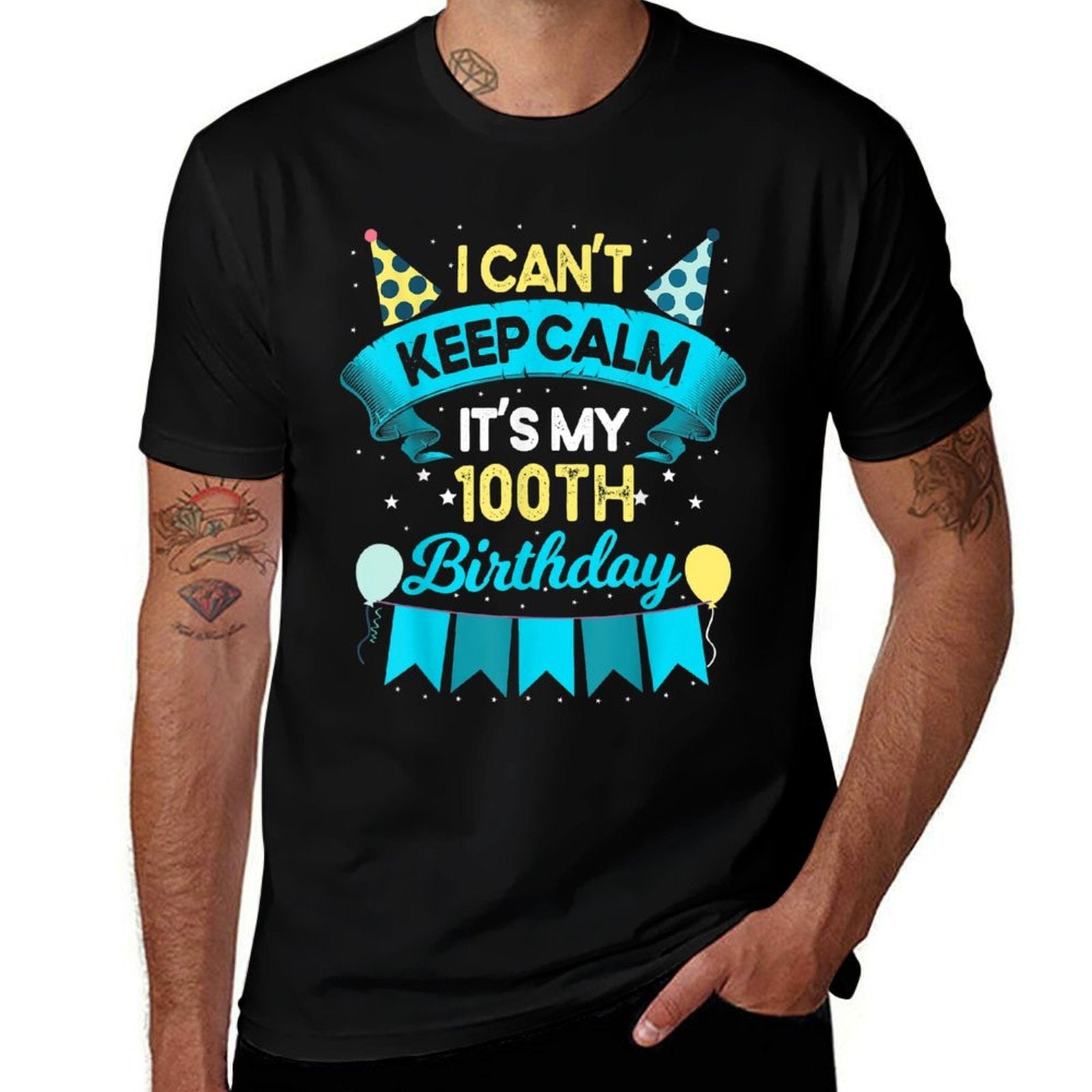 100 Year Old Men Women Birthday Gift It's My 100th Birthday  Ribbed Collar T-Shirt