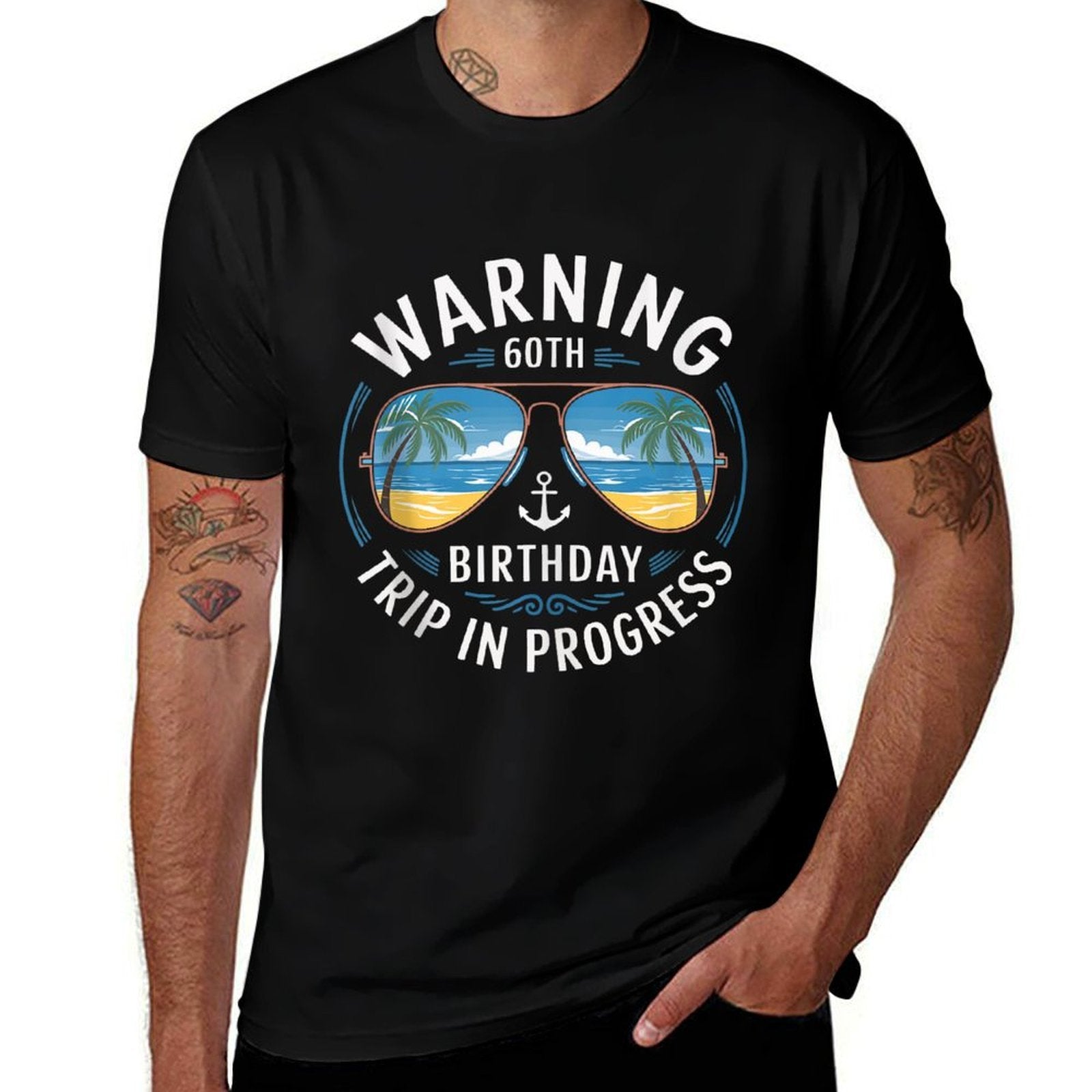 Funny 60 Years Old Warning 60th Birthday Trip In Progress  Tagless Design T-Shirt