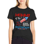 Mommy Of The Little Firecracker 4th of July Birthday Mom  Cotton T-Shirt