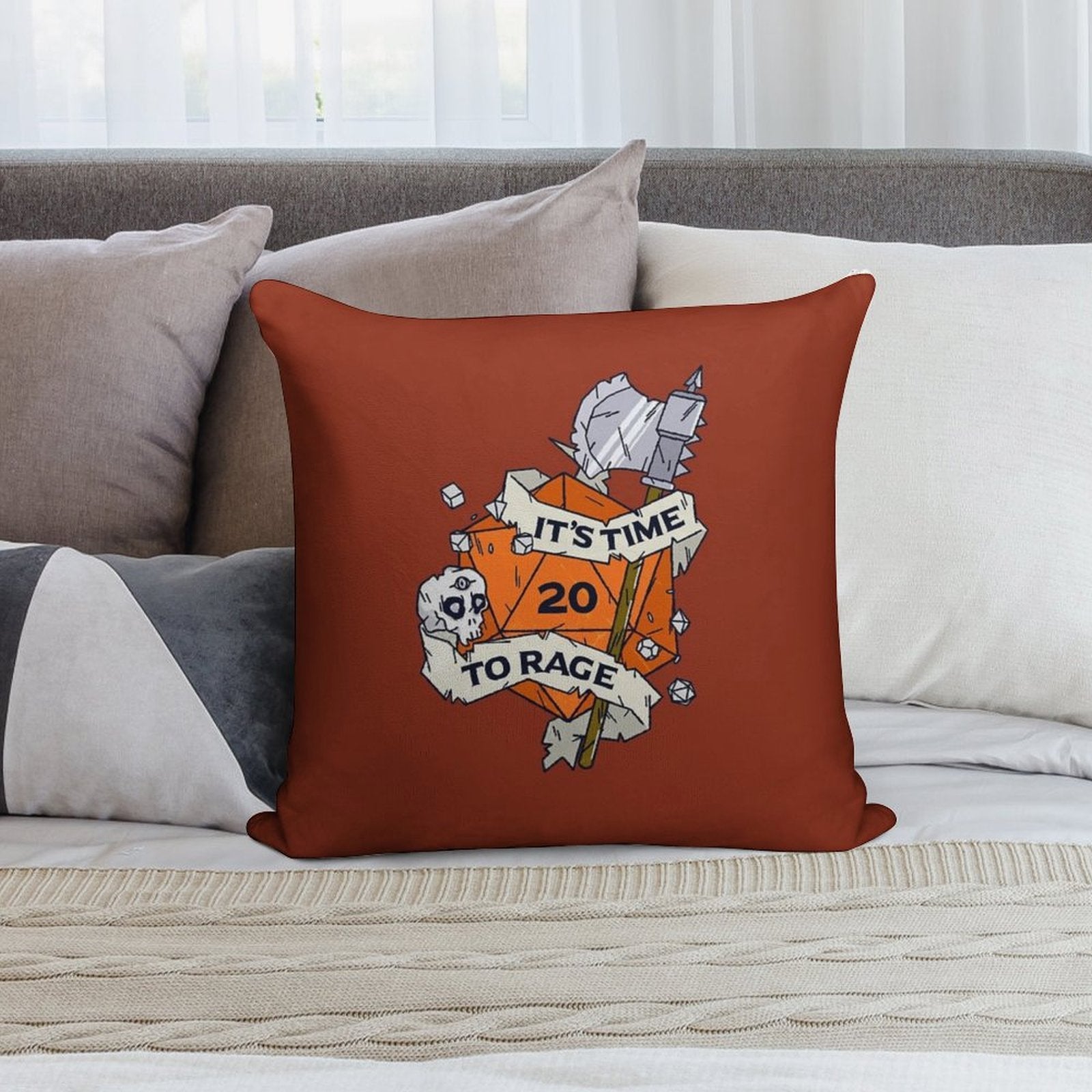 Tabletop RPG Barbarian - It's Time To Rage Soft Style Accent Throw Pillow