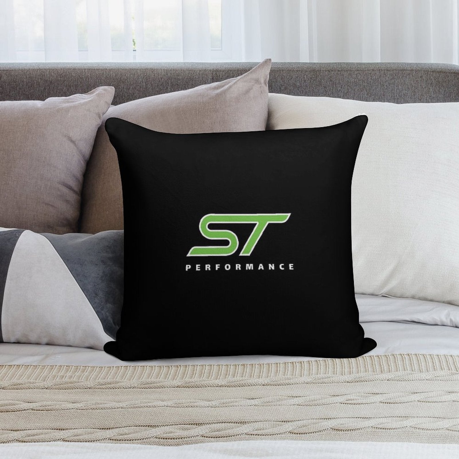 Motorsport  ST  Focus  Performance  Green Soft Reinforced Edging Throw Pillow