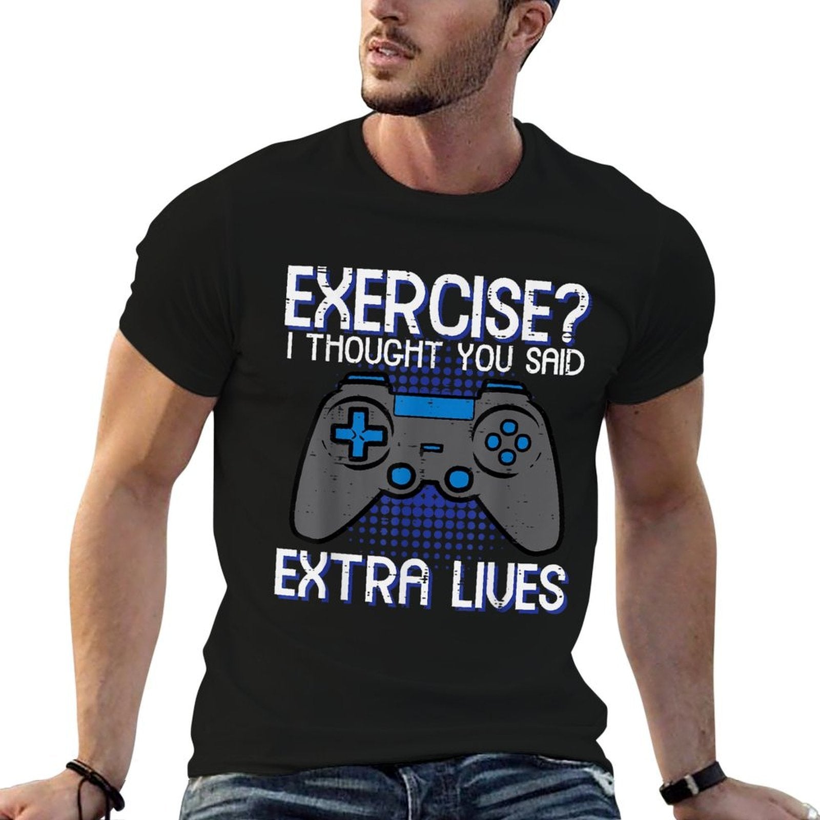 Gamer Exercise Thought Extra Lives Funny Gaming Men Boys Kid  Breathable T-Shirt