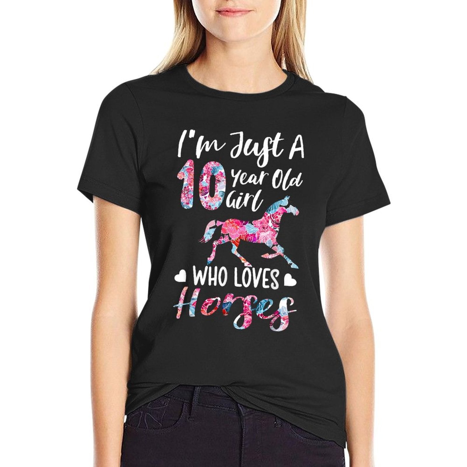 Girls 10th Birthday Horse Tee for 10 Year Old Girls  Soft T-Shirt