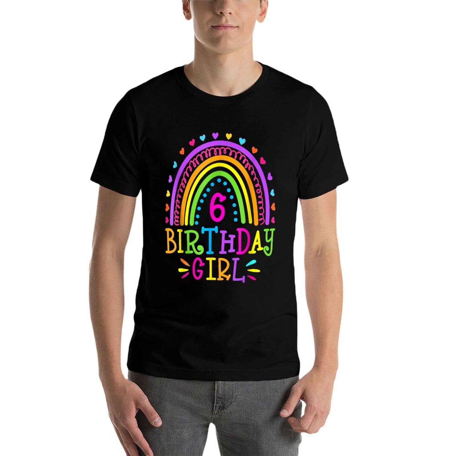 6 Year Old 6th Birthday Girl Rainbow  Slim-fit Cut T-Shirt
