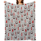 Christmas Gnomes - Grey Velvety-soft Throw Blanket