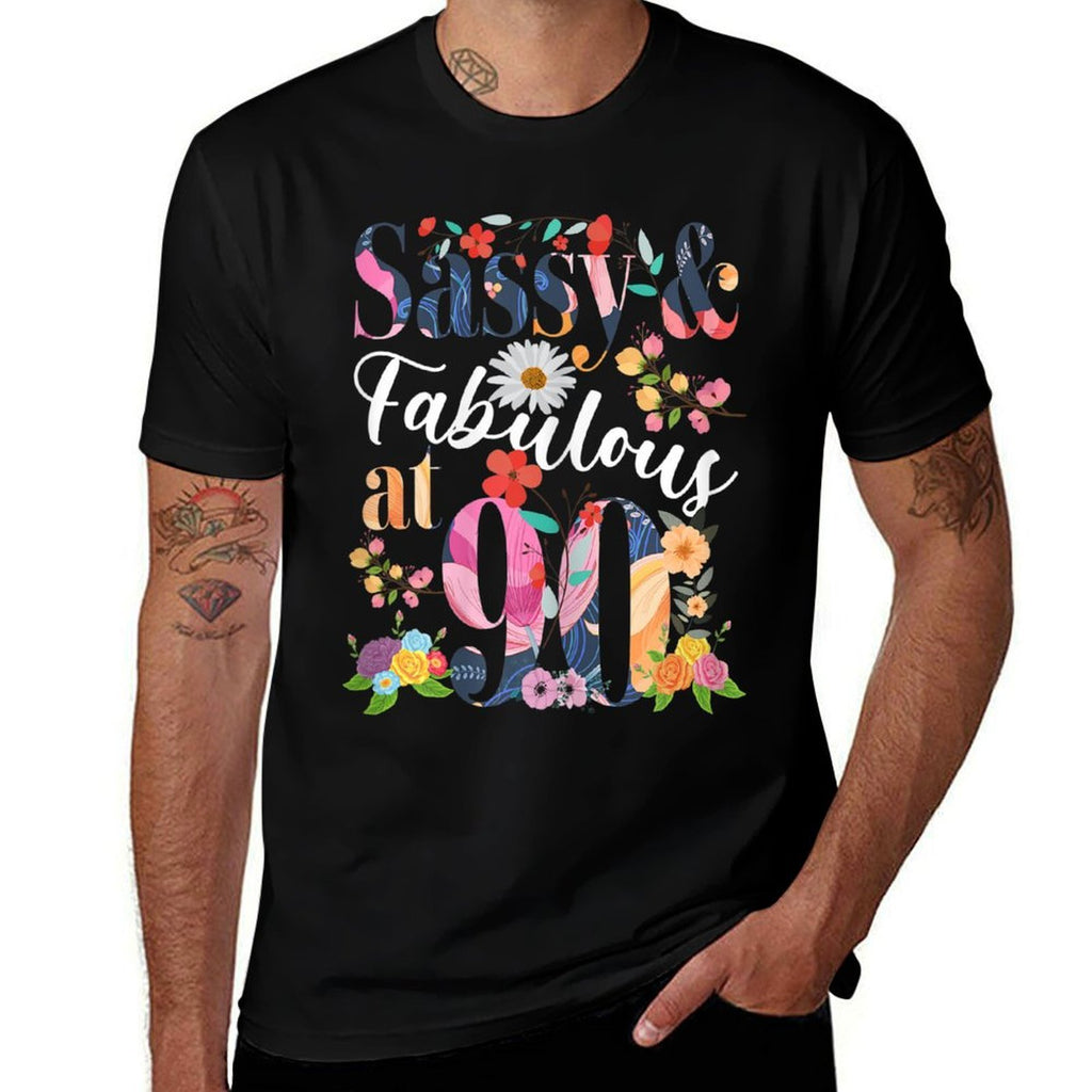 Womens 90 Year Old Sassy & Fabulous Floral 1932 90th Birthday  Versatile T-Shirt
