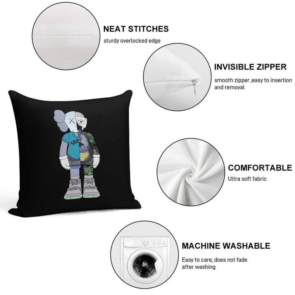 Half Robot Soft Luxury Feel Throw Pillow