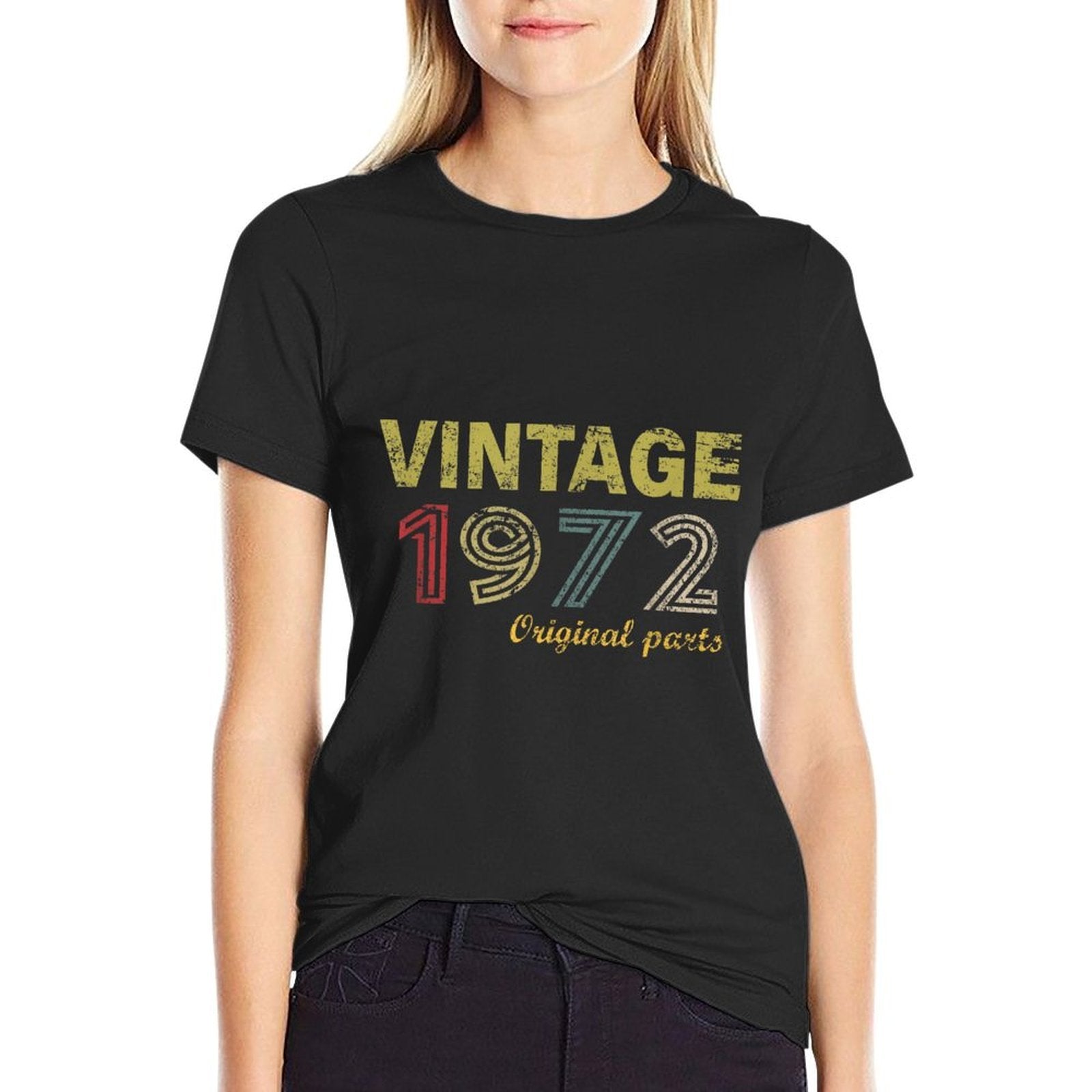 Vintage 1972 53 Year Old Bday Men Women 53rd Birthday  Ribbed Collar T-Shirt