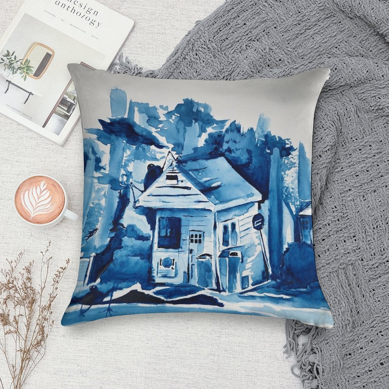 Watercolor Dabble Soft Decorative Cover Throw Pillow