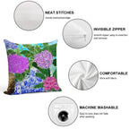 Hydrangea in Chinoiserie Jars Soft Shrink-Resistant Throw Pillow
